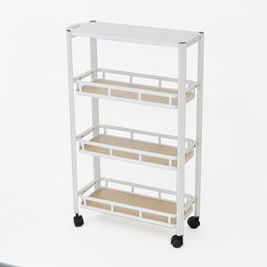 Movable 3-Tier MDF Board Food <b>Trolley</b> Cart with Four-Wheel Black Coating OEM Customizable for Tools Usage - Product Image 3