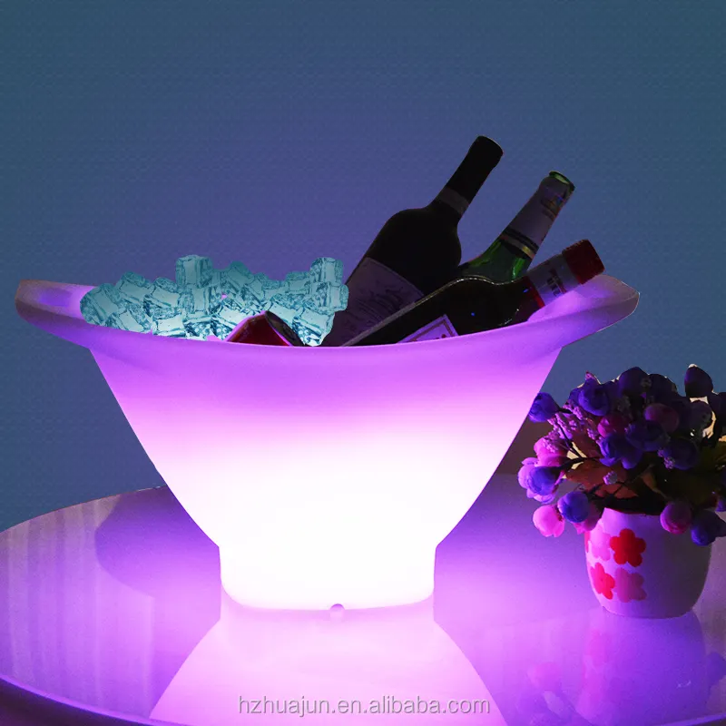 Seau à glace led isolé en plastique pour le vin et le champagne, meuble de Bar, nouveau produit