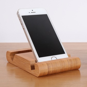 Support de téléphone en bois, support de téléphone portable en bambou, double fente - Product Image 3