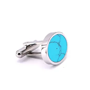 New Design Big Stone Cufflinks,Fashion Gemstone Cuff link ,2024 New Stainless Steel Turquoise cufflinks