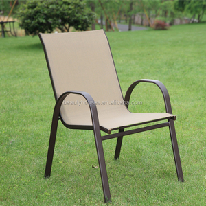 Sillas de jardín de aluminio para exteriores contemporáneas Sling apilable Patio comedor silla con brazo para sala de estar baño muebles de exterior - Product Image 5
