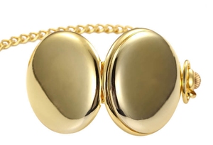 Orologio da Tasca Analogico da Uomo con Cassa Dorata a Specchio, Nuovo Modello con Catena - Product Image 3