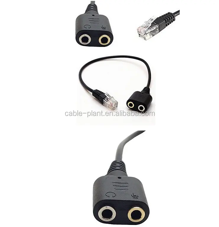 RJ9 Plug to 2 X 3.5mm Jack for PC Headset to Avaya 1600 9600 SNOM Yealink Phones