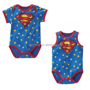Sin mangas al por mayor recién nacido mono del bebé roomper sets impreso superman/Spiderman - Product Image 3