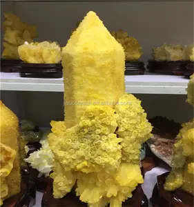 Natural Crystal mineral specimen yellow phantom crystal clusters points quartz crystal wand for decoration