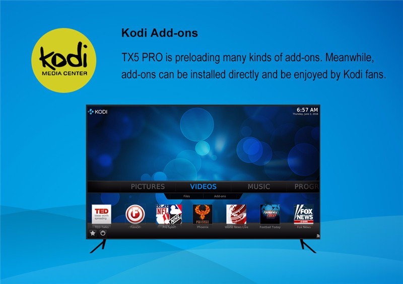Android TV Box TX5 Pro S905x KODI 16.0 a Plena Carga de 2G + 16G Android 6.0 Smart TV Box