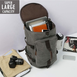 HUIDE para hombre grande de lona mochilas Vintage Casual en mochila 3-en-1 negro Lona de mochila - Product Image 2