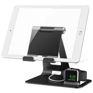 מתכוונן 2-1 Tablet Stand תמיכה עבור אפל שעון לילה טעינת Stand מצב וכל מכשירי iphone וטבליות