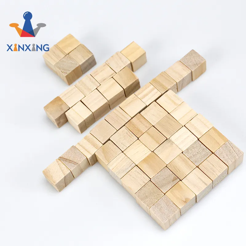 100 Pcs Wood Square Blocks for Puzzle Making Blank Wooden Cubes Blocks Baby Shower Crafts DIY