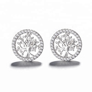 Ultimo gioiello 925 in argento Sterling <span class=keywords><strong>albero</strong></span> <span class=keywords><strong>della</strong></span> <span class=keywords><strong>vita</strong></span> <span class=keywords><strong>orecchini</strong></span> da donna geometrico cerchio <span class=keywords><strong>orecchini</strong></span> a bottone per regali di compleanno - Product Image 1
