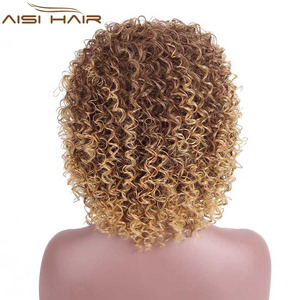 Aisi วิกผมสั้นสีบลอนด์ไล่เฉดสี14นิ้วผมบ๊อบหยิกหยักศกสำหรับผู้หญิงวิกผมสังเคราะห์ทนความร้อนดูเป็นธรรมชาติ - Product Image 5