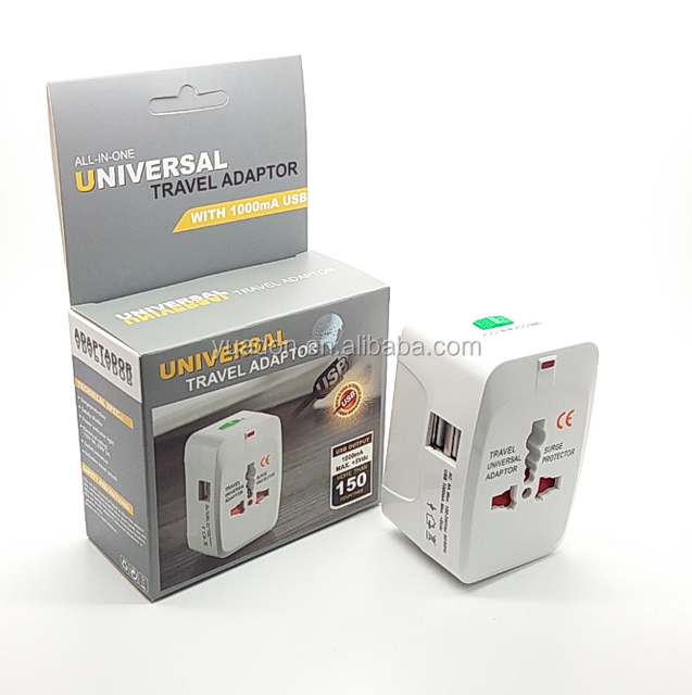 Yuadon AC Universal World Travel Power Adapter, Dual USB Electric Adaptor Kit for Cell Phone