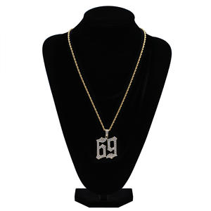 Collier pendentif solide numéro <span class=keywords><strong>69</strong></span> en zircon, style hip-hop, <span class=keywords><strong>rappeur</strong></span> Ins 6ix9ine - Product Image 6