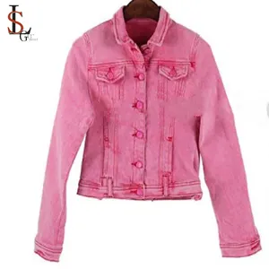 Wholesale Suppliers Custom <strong>pink</strong> Jean <strong>Jacket</strong> Casual Plain <strong>Woman</strong> <strong>Denim</strong> <strong>Jackets</strong> - Product Image 1