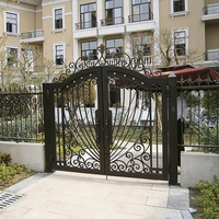 Portails de cour modernes et simples en fer forgé pour villa, style à ouverture battante avec porte coulissante, fabriqués en Chine