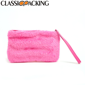 BSCI ISO Sedex FAMA rifornimento all'ingrosso della fabbrica pelliccia personalizzata trucco rosa personalizzato <span class=keywords><strong>borsa</strong></span> da viaggio con cerniera <span class=keywords><strong>borsa</strong></span> cosmetica per donna - Product Image 3