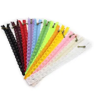 Whosale No 3 Nylon Coil Beautiful Lace Zippers For DTM Bag custom nylon zippers
