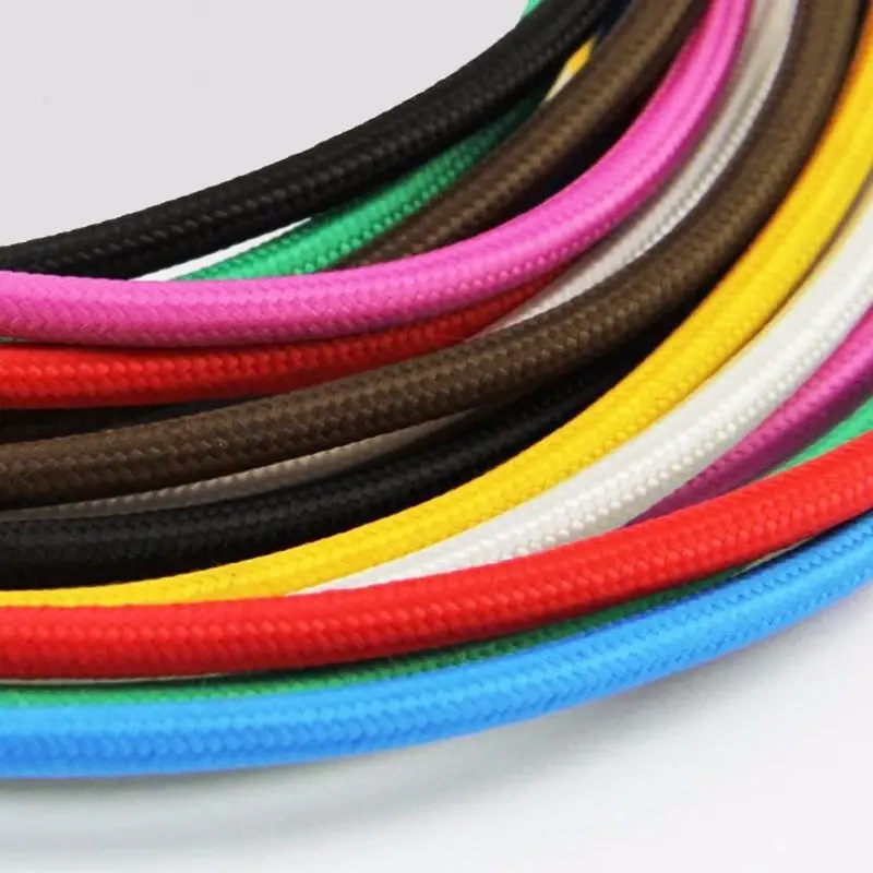 Tonghua High Quality Vintage Round Electrical Wire Colors Textile Cable Retro 2*0.75mm Cord Braided Pendant Light Lamp Wire