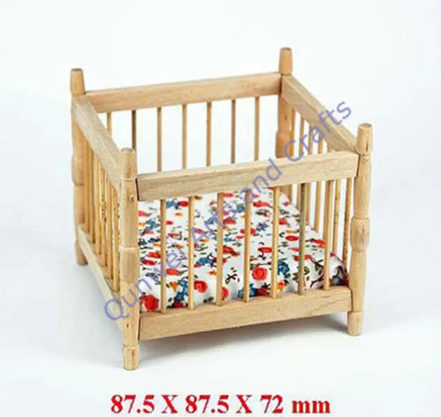 Puppenhaus Miniatur 1:12 Holzpuppe Möbel Spielzeug Babybett Wiege mit/Matratze Möbel QW60143