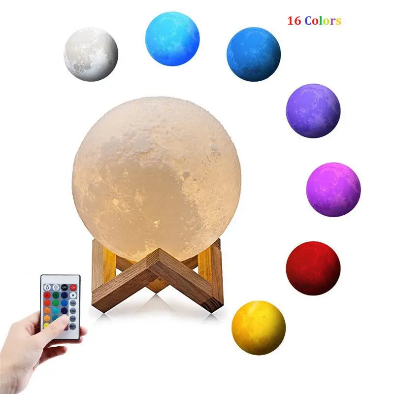 Amazon Ebay Hot Selling 3D Print Creative Gift Usb Led Nachtlampje 3d Maan Lamp Kleur En Helderheid Veranderlijk