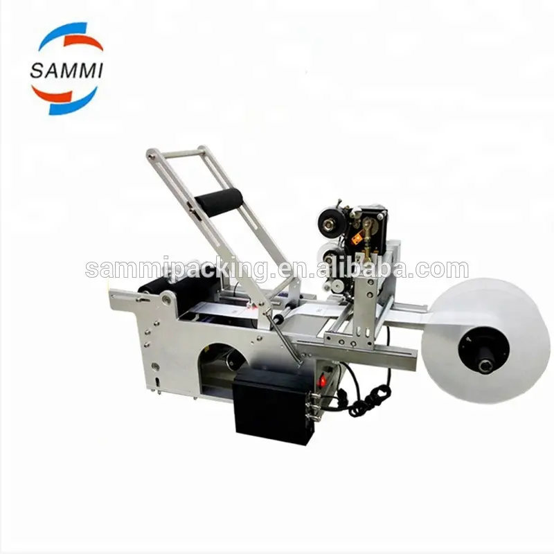 Semi automatic round bottle labeler, labeling machine with production date,batch number code printing