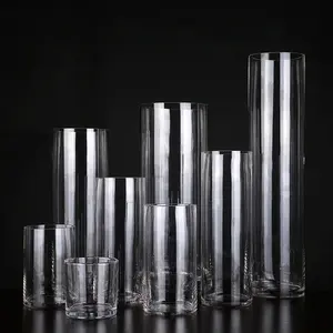 Прямая поставка с завода, прозрачные стеклянные вазы в форме цилиндра для свадьбы, оптовая продажа