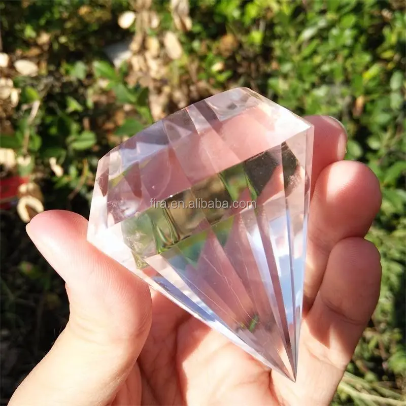 Baguettes de pointe Vogel en cristal en forme de diamant en Quartz naturel Transparent pour la guérison spirituelle