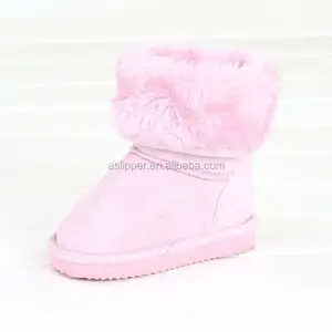 Botas de nieve cálidas para niños, color rosa, para invierno