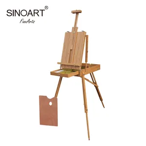 Artist Wooden Sketch Easel Stand For Painting Display, Tripod Easel Box