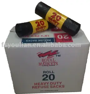 Heavy Duty Disposable Black Color Plastic Garbage Bag On Roll For Household