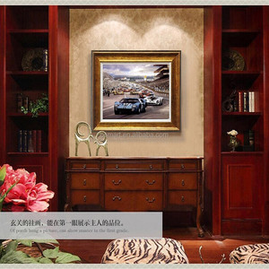 Cuadros de <span class=keywords><strong>coche</strong></span> pintados a mano más populares de diseño Original en lienzo para pared de salón decoración única pintura al óleo de carreras - Product Image 3
