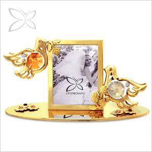 水晶经典定制金属爱情鸽子装饰有灿烂的切割水晶书桌画框婚礼青睐