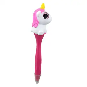 Customized Manufacturer directly sale plastic coloful unicorn pen with glitter eye