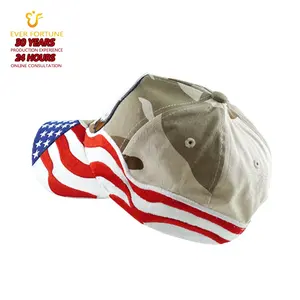 Trendy Custom Camouflage Baseballpet Borduurwerk Logo Sport Hoed Amerikaanse Vlag Gorras Ontwerp Uw Eigen Logo Verstelbare Blanco Hoeden