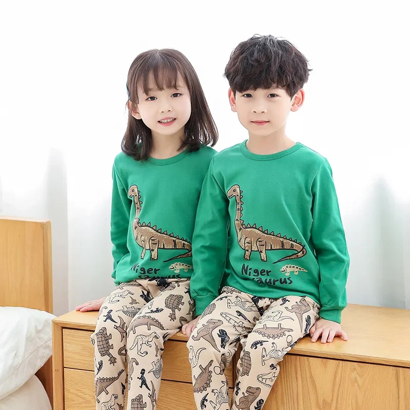 Pijamas de manga larga para niños, ropa de dormir para niños de 1 a 8 años