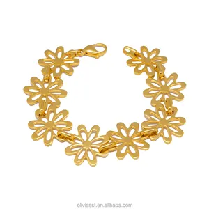 Stainless Steel costume jewelry gold flower bracelets