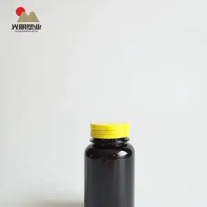 Sıcak satış ilaç 200ml kahverengi plastik vitamin PET şişe şişesi halka-çekme kapağı