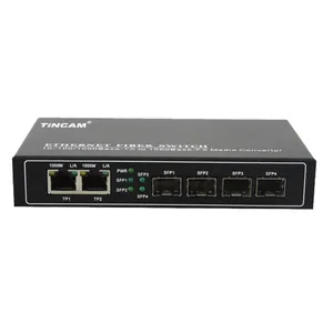 Tincam - Módulo de fibra óptica com porta Ethernet 4*1.25g, conversor de mídia Optilink, interruptor de agregação não gerenciado, compatível com portas Ethernet Gigabit 2