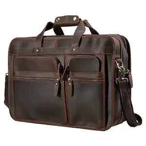 Men's Leather Messenger Bag for Laptop Briefcase Tote bag