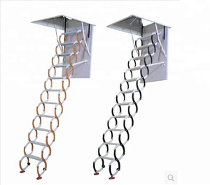 Échelles <span class=keywords><strong>de</strong></span> grenier télescopiques modernes en acier avec 12 marches et une capacité <span class=keywords><strong>de</strong></span> 300 kg pour les plafonds hauts d'appartement - Product Image 1