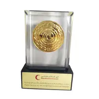 Uxury-trofeo de cristal personalizado, placa de medalla de metal