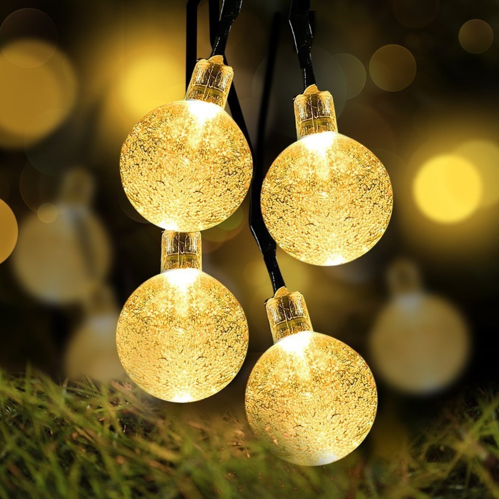 Reehand 30LED IP65 Outdoor Solar String Lights - 6M Crystal Ball Christmas Lights for Garden Party