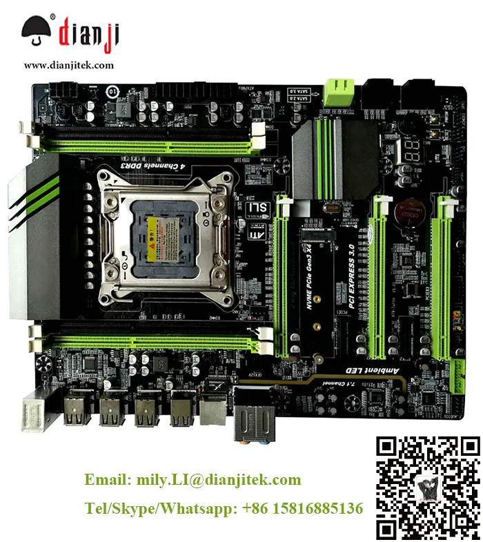 X79 Motherboard Turbo dengan Chipset B75, Motherboard Desktop dengan 4 Slot Memori Server DDR3, 3 PCIEX16 2 PCI