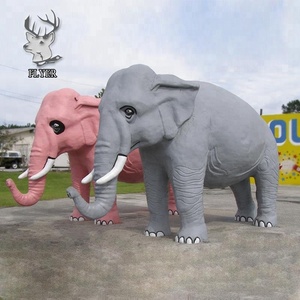 Elefante de jardín estatua grande de elefante de fibra de vidrio de color rosa