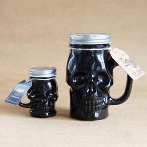 Black Mason glass jar natural soy wax scented halloween candle