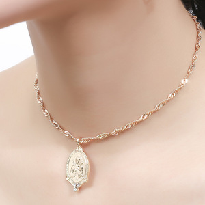 Iglesia de Cristo joyería oro tono colgante collar 18 K oro <span class=keywords><strong>Virgen</strong></span> <span class=keywords><strong>Mar</strong></span>ía COLLAR COLGANTE con cristal - Product Image 1