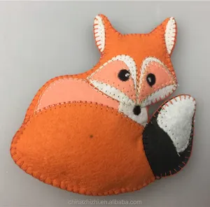 流行玩具手工可爱橙色狐狸墙艺术装饰面料迷你软圣诞玩具毛毡圣诞装饰品