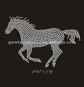 Cavalo movimento hotfix coreano strass transferência ferro em aplique para camiseta