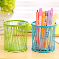 Porte-stylo de bureau en maille métallique, multi-couleurs, rond et carré, pour bureau