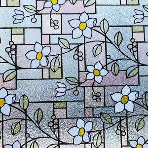 ملصقات للنوافذ بنماذج الزهور من الزجاج الملون، غشاء للنوافذ - Product Image 2